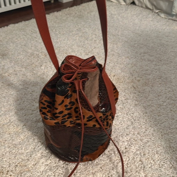 Vintage NWOT Carlos Falchi Patchwork Leather Long Shoulder bag - Picture 9 of 10